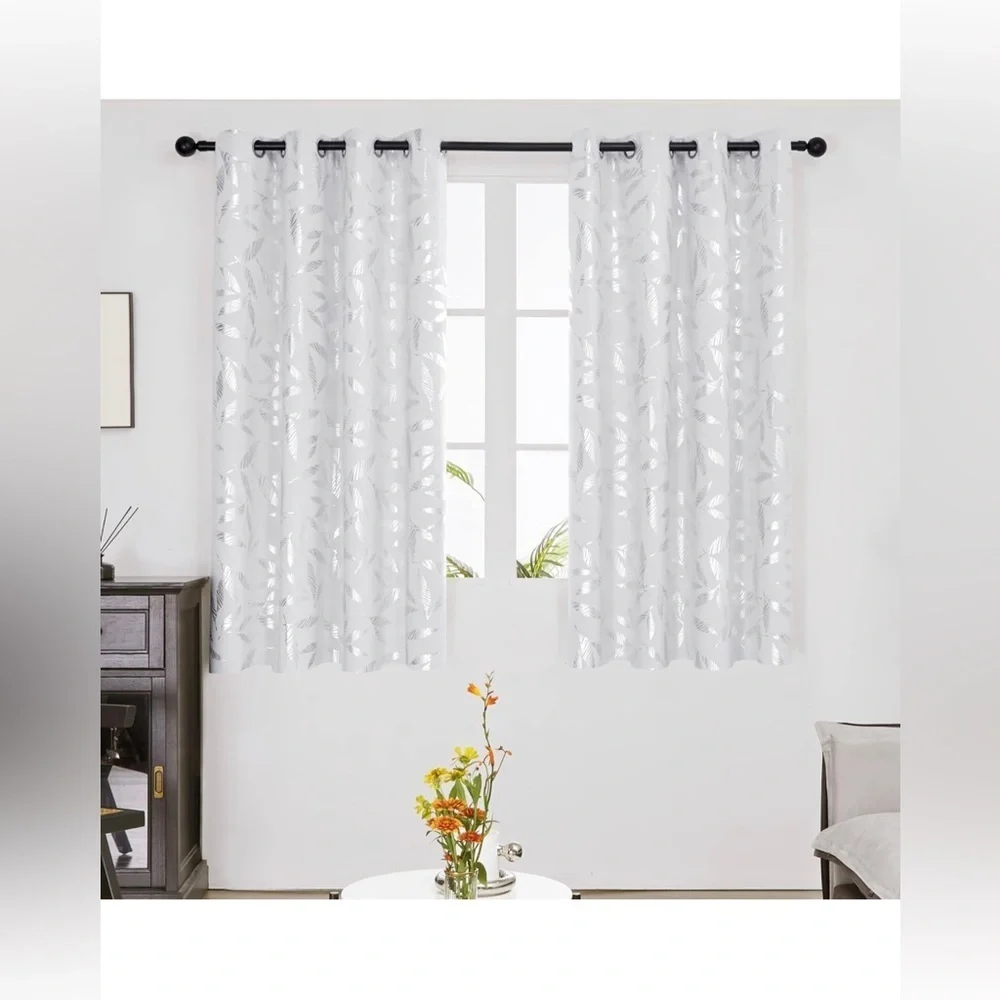 Deconovo Greyish White Blackout Curtains 2panels /gray-silver W52x72L